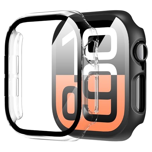 Diruite 2-Stück Hülle für Apple Watch Series 10 42mm Hartglas Schutzhülle,Hard PC Ultradünne Glas Schutz Case Rundum Displayschutz für iWatch 42mm Schutzhülle von Diruite