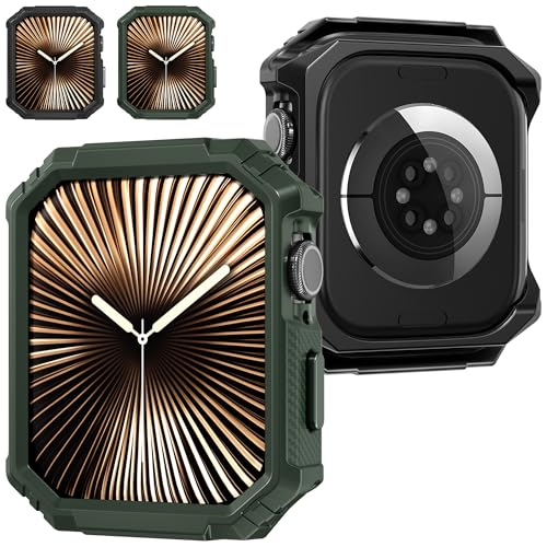 Diruite 2 Stück Hülle für Apple Watch Series 10 42mm Schutzhülle,Kohlefaser Hohl Ohne Bildschirm Kratzfest TPU Cover für iWatch 42mm Schutz Case von Diruite