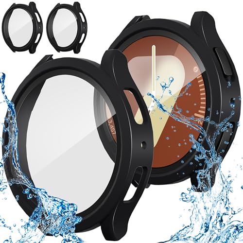 Diruite 2 Stück Schutzhülle für Samsung Galaxy Watch 7 44 mm Hülle Schutzhülle,Wasserdicht HD Gehärtetes Glas PC Hartglas Schutz Case für Samsung Galaxy Watch 7 44 mm Cover von Diruite