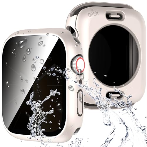 Diruite Hülle für Apple Watch Series 6/5/4/SE 44mm Schutzhülle Anti Spy,PC Ultradünne Wasserdicht Privatsphäre Hartglas Glas Kratzfest Rundum Displayschutz für iWatch 44mm Case von Diruite