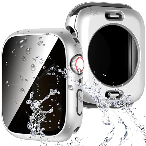 Diruite Hülle für Apple Watch Series 9/8/7 45mm Schutzhülle Anti Spy,PC Ultradünne Wasserdicht Privatsphäre Hartglas Glas Kratzfest Rundum Displayschutz für iWatch 45mm Case von Diruite