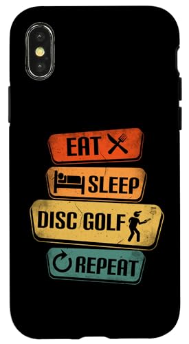Hülle für iPhone X/XS Eat Sleep Discgolf Wiederholter lustiger Discgolf-Spieler von Disc Golfer Ultimate Frisbee Disc Golfing