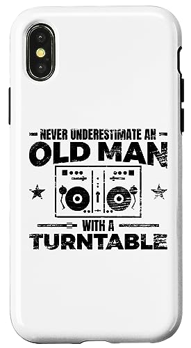 Hülle für iPhone X/XS Unterschätze nie einen alten Mann mit einem DJ Mischpult von Disc Jockey-T-Shirts für Männer