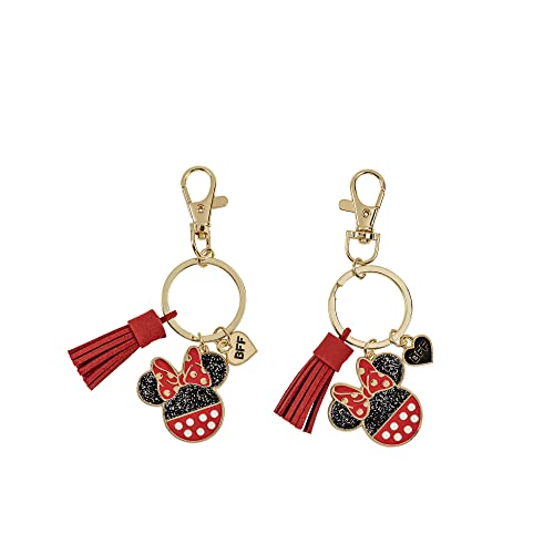 Disney BFF Schlüsselanhänger-Set, Minnie Maus, Rot, Schwarz und Gold, Schwarz, Weiß und Rot, One Size von Disney