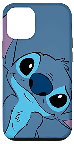 Hülle für iPhone 12/12 Pro Disney Lilo and Stitch Niedliches Stichgesicht, Schiefergrau von Disney