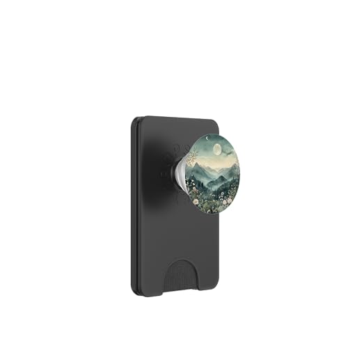 Boho Chic Blumenkranz Wald Mond Sonne Berg Niedlich Retro PopSockets PopWallet für MagSafe von Displace Design