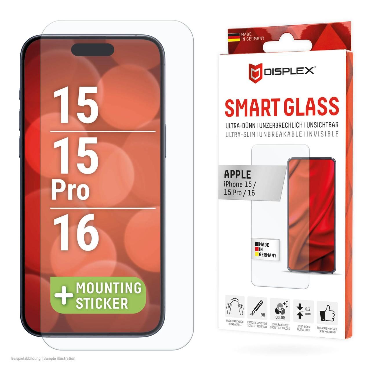 DISPLEX Smart Glass für Apple iPhone 15/15 Pro/16 von Displex