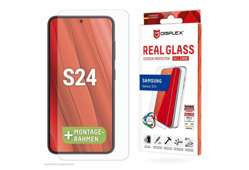 Displex Displayschutzglas Real Glass + Case für Samsung Galaxy S24, Displayschutzfolie Displayschutz Rundumschutz 360 Grad splitterfest von Displex