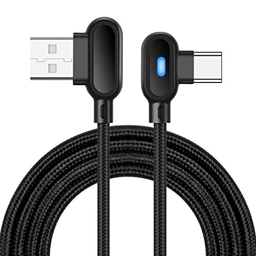 Distinct Rechtwinkliges USB C Kabel mit LED-Anzeige 2 Stück 2m Typ C 2,4A Schnellladedatenübertragungskabel Kompatibel mit Galaxy S9 S8 Plus Note 9/8, LG G6 G7, usw von Distinct