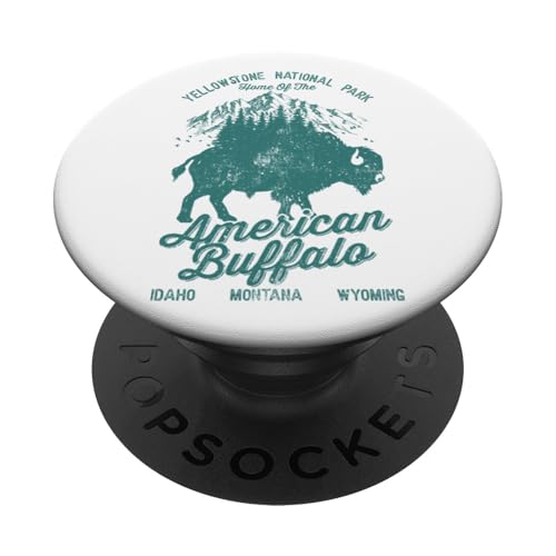 Yellowstone-Nationalpark, Heimat des US-Bisonbüffels PopSockets Klebender PopGrip von Distressed Vintage Bison Buffalo Lovers Design