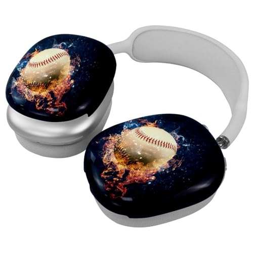 Schutzhülle für AirPods Max Kopfhörer, 2 Paar Anti-Kratz-Ohrmuscheln Abdeckung für AirPod Max, Zubehör Schutzhülle - Baseball Burning in Fire von Diusye