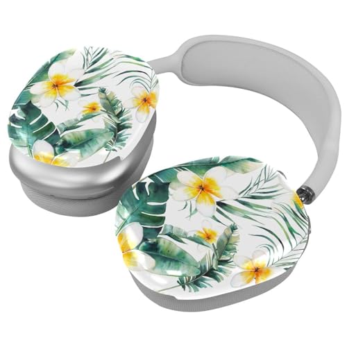 Schutzhülle für AirPods Max Kopfhörer, 2 Paar Anti-Kratz-Ohrmuscheln Abdeckung für AirPod Max, Zubehör Schutzhülle - Plumeria Blumen Palme und Bananenblätter von Diusye