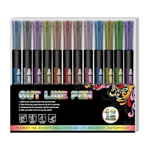 Diuyzoc Glitter Highlighter Marker Set 12 Colors | Bright Glitter Pens | Glitter Drawing Markers | Safe Non Toxic Glitter Art Markers | Shimmering Glitter Pens | Lasting Shine For Your Creative Work von Diuyzoc