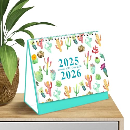 -Kalender für den Schreibtisch, Sukkulentenkalender 2025 - Desktop-Monatskalender,7,1 x 8,1 Zoll Kalender Januar 2025–Juni 2026 Desktop-Planer für einfache Organisation von Diuyzoc