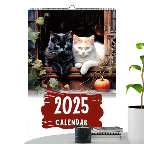 Katzen-Wandkalender 2025, Katzen-Wandkalender 2025, Katzen-Illustrations-Wandkalender, Illustrationsdesign, 12-Monats-Wandplaner, 28,5 cm, für Zuhause, Esszimmer oder Arbeitszimmer-Dekoration von Diuyzoc