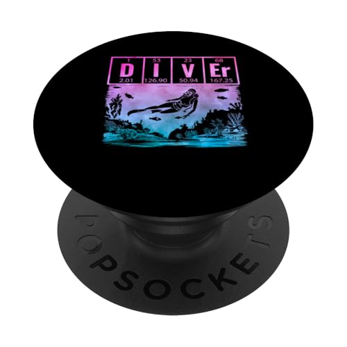 Taucher Periodensystem der Elemente Frau PopSockets Klebender PopGrip von Diving Scuba Diver Gifts