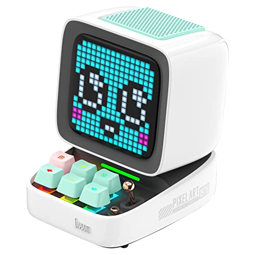 divoom Ditoo Multifunctional Pixel Art LED Tragbarer Bluetooth Lautsprecher, 256 Programmierbares LED Panel mit Party Licht, Smart Digital Tischuhr, Gaming Musikbox unterstützt TF Karte & Radio von Divoom