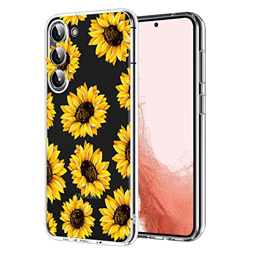 Niedliche Florale Schutzhülle für Samsung Galaxy S23 Plus, Klare Ultra Dünn TPU Handyhülle Stoßfest Rutschfest Kratzfest Silikon Schutzhülle Kompatibel mit Samsung Galaxy S23 Plus - Sonnenblume von DiyGody