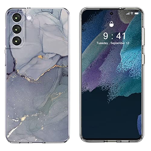 Niedliche Marmorierte Handyhülle Kompatibel mit Samsung Galaxy S21 FE (6.4 Inch), Transparente Schlanke Kratzfeste Weiche TPU-Silikonschutzhülle, Galaxy S21 FE Anti-Rutsch Protector Schutzhülle - Grau von DiyGody