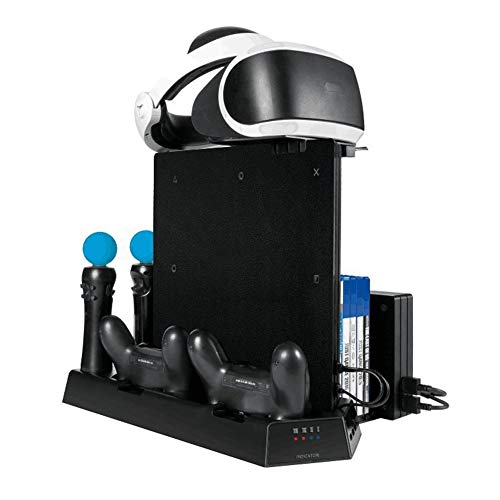 Diyeeni 3 in 1 Multi Ladeständer mit 2 Kühlventilatoren für Playstation PRO / PS4 Slim/PS VR, PS4 Controller Dockingstation Ladegerät, 11 Kartensteckplatz, vertikaler Ständer PSVR Headset Halterung von Diyeeni