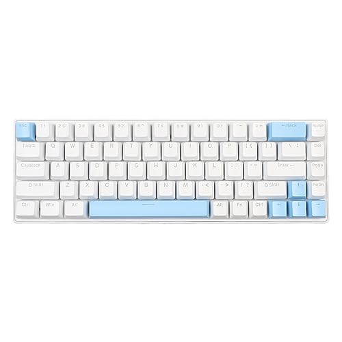 Diyeeni Mechanische Tastatur, 68 Tasten USB-kabelgebundene Gaming-Tastatur, Kompakte PC-Tastatur mit RGB-Hintergrundbeleuchtung und Blauem Schalter, N-Tasten-Rollover-Funktion, für (Weiß von Diyeeni