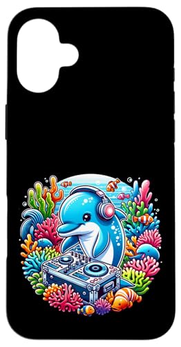 Hülle für iPhone 16 Plus DJ Delphin Kopfhörer Lustige Delphin Grafik Herren Damen Kinder von Dj Dolphin With Headphones For Men Boys Women Kids