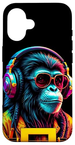 Hülle für iPhone 16 DJ Techno Plattenspieler Monkey Elektronische Tanzmusik von Dj Producer EDM Monkey Techno Dance Club