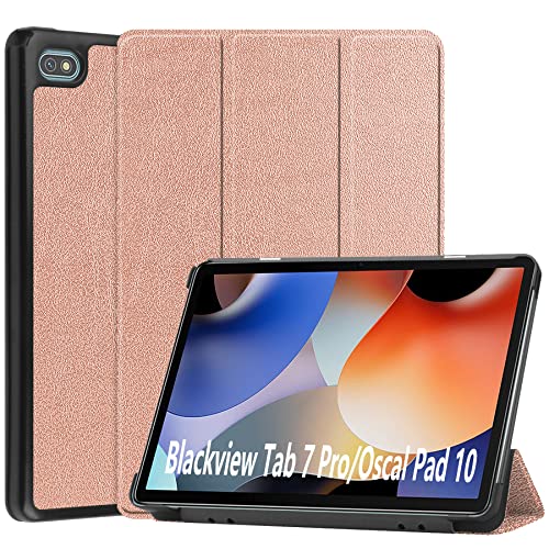 Dlahaby Hülle Kompatibel mit Blackview Tab 7 Pro/Tab 7 / Oscal Pad 10,Schutzhülle mit Standfunktion Flip Case Cover für Blackview Tab 7 Pro/Tab 7/ Oscal Pad 10 Tablet,roségold von Dlahaby