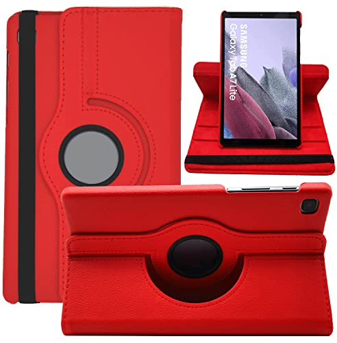 Dlahaby Hülle für Samsung Galaxy Tab A7 Lite 8,7 Zoll,PU Leder mit Drehbar Standfunktion Schutzhülle für Samsung Galaxy Tab A7 Lite 8,7 Zoll SM-T220 / T225 / T227 Tablet,Rot von Dlahaby