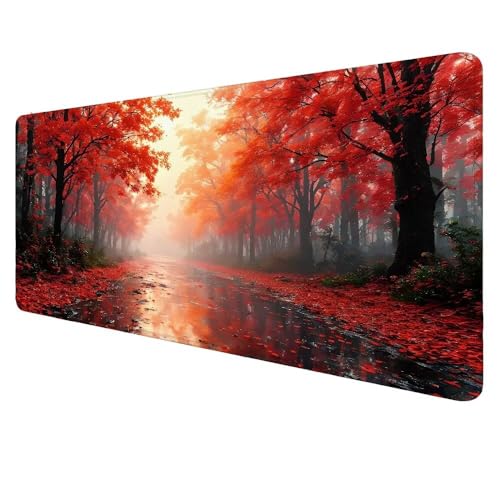 Gaming Mauspad Baum Mousepad XXL 1400x600x3mm Mauspad，Landschaft Mauspad Gaming XXL,Rutschfeste Gummibasis Desk Mat,Erweiterter Wasserdicht Unterlage Schreibtisch Deko Geschenke für Männer Frauen X-54 von Dnnufagg