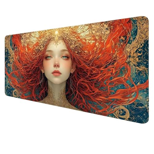 Gaming Mauspad Schönheit Mousepad XXL 1400x600x3mm Mauspad，Fee Mauspad Gaming XXL,rutschfeste Gummibasis Desk Mat,Erweiterter Wasserdicht Unterlage Schreibtisch Deko Geschenke für Männer Frauen X-43 von Dnnufagg