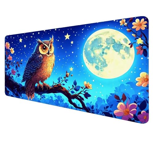 Gaming Mauspad Vogel Mousepad XXL 1400x600x3mm Mauspad，Mond Mauspad Gaming XXL,rutschfeste Gummibasis Desk Mat,Erweiterter Wasserdicht Unterlage Schreibtisch Deko Geschenke für Männer Frauen X-47 von Dnnufagg