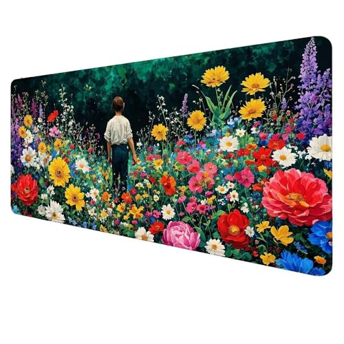 Mauspad Blume Mousepad Kind Schreibtischunterlage Groß 1600x800x3mm Mauspad Gaming XXL, rutschfeste Gummibasis Desk Mat,Erweiterter Wasserdicht Unterlage Schreibtisch Geschenke für Männer Frauen X-52 von Dnnufagg