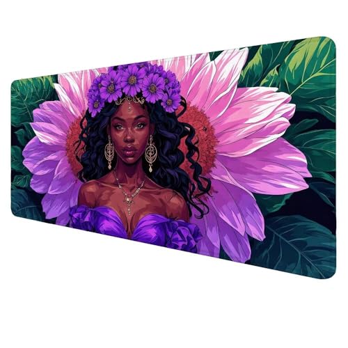 Mauspad Frau Mousepad Blume Schreibtischunterlage Groß 1200x600x3mm Mauspad Gaming XXL, rutschfeste Gummibasis Desk Mat,Erweiterter Wasserdicht Unterlage Schreibtisch Geschenke für Männer Frauen X-38 von Dnnufagg