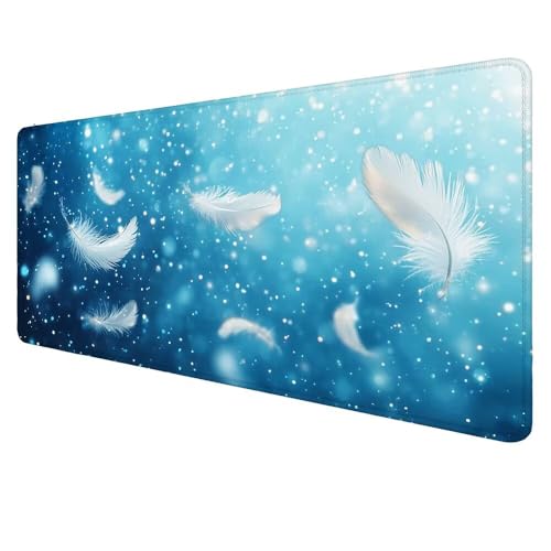 Mauspad XXL Blau Mousepad 700x300x3mm Gaming Mauspad Feder Schreibtischunterlag, Mauspad Groß, Wasserdicht Mouse Pad, rutschfeste Gummibasis Mauspad Gaming, für Home-Office Geschenke für Frauen D-998 von Dnnufagg