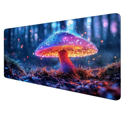 Mauspad XXL Blau Mousepad 800x400x3mm Gaming Mauspad Pilz Schreibtischunterlag, Mauspad Groß, Wasserdicht Mouse Pad, rutschfeste Gummibasis Mauspad Gaming, für Home-Office Geschenke für Frauen D-948 von Dnnufagg