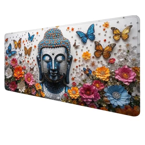 Mauspad XXL Blume Mousepad 800x300x3mm Gaming Mauspad Zen Schreibtischunterlag, Mauspad Groß, Wasserdicht Mouse Pad, rutschfeste Gummibasis Mauspad Gaming, für Home-Office Geschenke für Frauen D-484 von Dnnufagg