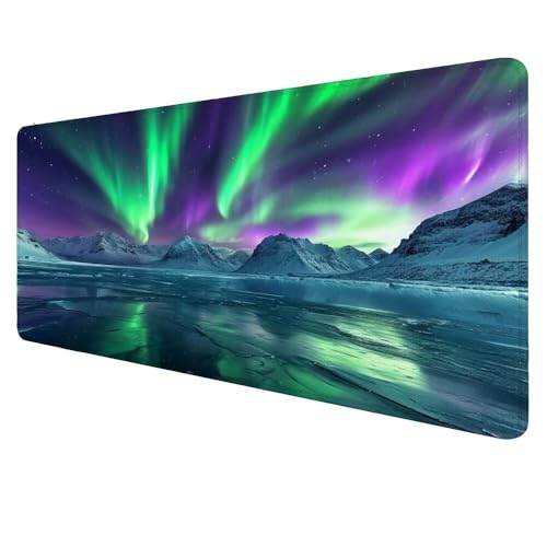 Mauspad XXL Farbe Mousepad 800x400x3mm Gaming Mauspad Aurora Schreibtischunterlag, Mauspad Groß, Wasserdicht Mouse Pad, rutschfeste Gummibasis Mauspad Gaming, für Home-Office Geschenke für Frauen D-6 von Dnnufagg