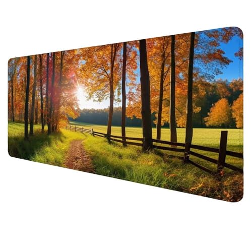 Mauspad XXL Gelb Mousepad 800x400x3mm Gaming Mauspad Herbst Schreibtischunterlag, Mauspad Groß, Wasserdicht Mouse Pad, rutschfeste Gummibasis Mauspad Gaming für Home-Office Geschenke für Frauen D-24 von Dnnufagg