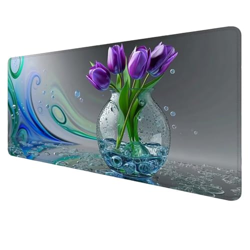 Mauspad XXL Grau Mousepad 1500x800x3mm Gaming Mauspad Blume Schreibtischunterlag, Mauspad Groß Wasserdicht Mouse Pad rutschfeste Gummibasis Mauspad Gaming, für Home-Office Geschenke für Frauen D-608 von Dnnufagg