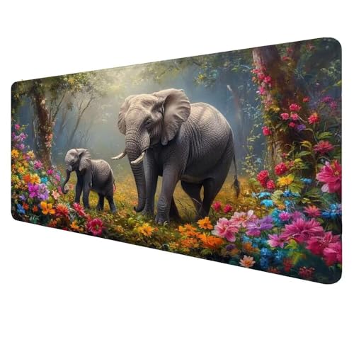 Mauspad XXL Grau Mousepad 800x300x3mm Gaming Mauspad Elefant Schreibtischunterlag, Mauspad Groß Wasserdicht Mouse Pad rutschfeste Gummibasis Mauspad Gaming, für Home-Office Geschenke für Frauen D-670 von Dnnufagg