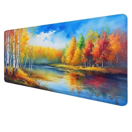 Mauspad XXL Herbst Mousepad 800x400x3mm Gaming Mauspad Landschaft Schreibtischunterlag, Mauspad Groß Wasserdicht Mouse Pad rutschfeste Gummibasis Mauspad Gaming, Home-Office Geschenke für Frauen D-66 von Dnnufagg