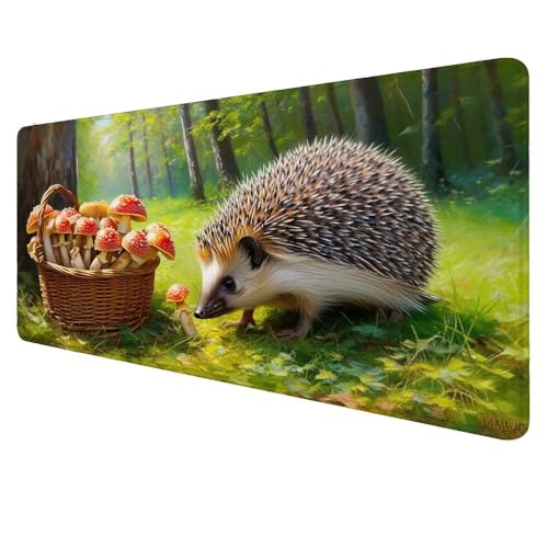 Mauspad XXL Igel Mousepad 800x400x3mm Gaming Mauspad Wald Schreibtischunterlag, Mauspad Groß, Wasserdicht Mouse Pad, rutschfeste Gummibasis Mauspad Gaming, für Home-Office Geschenke für Frauen D-48 von Dnnufagg