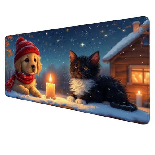 Mauspad XXL Katze Mousepad 1200x600x3mm Gaming Mauspad Hund Schreibtischunterlag, Mauspad Groß Wasserdicht Mouse Pad rutschfeste Gummibasis Mauspad Gaming, für Home-Office Geschenke für Frauen D-414 von Dnnufagg