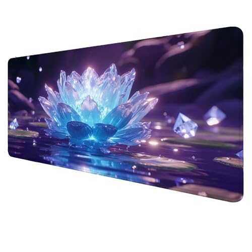 Mauspad XXL Kristall Mousepad 1200x600x3mm Gaming Mauspad Lotus Schreibtischunterlag, Mauspad Groß Wasserdicht Mouse Pad rutschfeste Gummibasis Mauspad Gaming Home-Office Geschenke für Frauen D-318 von Dnnufagg