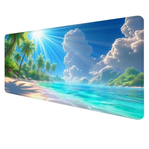 Mauspad XXL Landschaft Mousepad 1000x500x3mm Gaming Mauspad Strand Schreibtischunterlag, Mauspad Groß Wasserdicht Mouse Pad Rutschfeste Gummibasis Mauspad Gaming Home-Office Geschenke für Frauen D-412 von Dnnufagg