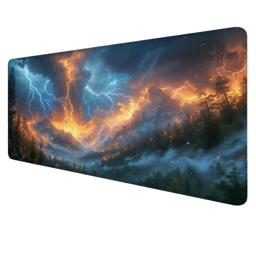 Mauspad XXL Landschaft Mousepad 1200x600x3mm Gaming Mauspad Vulkan Schreibtischunterlag, Mauspad Groß Wasserdicht Mouse Pad Rutschfeste Gummibasis Mauspad Gaming Home-Office Geschenke für Frauen D-486 von Dnnufagg