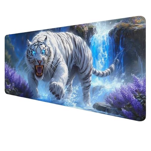 Mauspad XXL Landschaft Mousepad 1500x800x3mm Gaming Mauspad Tiger Schreibtischunterlag, Mauspad Groß Wasserdicht Mouse Pad rutschfeste Gummibasis Mauspad Gaming Home-Office Geschenke für Frauen D-398 von Dnnufagg