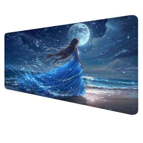 Mauspad XXL Mädchen Mousepad 1000x500x3mm Gaming Mauspad Nacht Schreibtischunterlag, Mauspad Groß Wasserdicht Mouse Pad Rutschfeste Gummibasis Mauspad Gaming für Home-Office Geschenke für Frauen D-142 von Dnnufagg