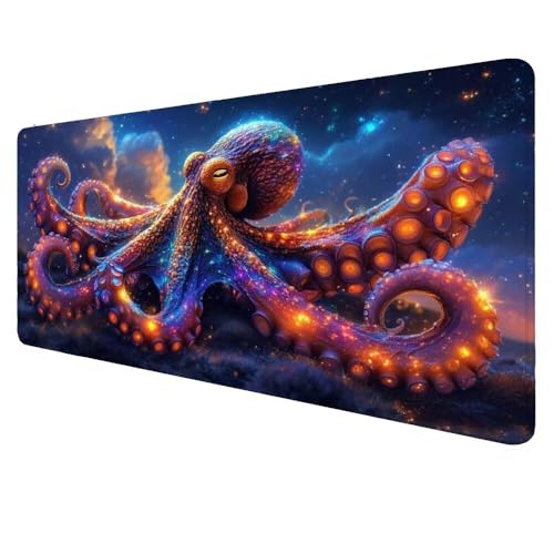 Mauspad XXL Oktopus Mousepad 900x400x3mm Gaming Mauspad Farbe Schreibtischunterlag, Mauspad Groß Wasserdicht Mouse Pad Rutschfeste Gummibasis Mauspad Gaming, für Home-Office Geschenke für Frauen D-146 von Dnnufagg